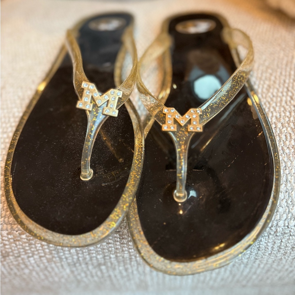 Mizzou Tigers Gold Glitter Sandals